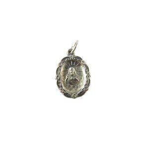 Sacred Heart of Jesus Christ Our Lady of Mt Carmel Oval Sterling Silver Pendant